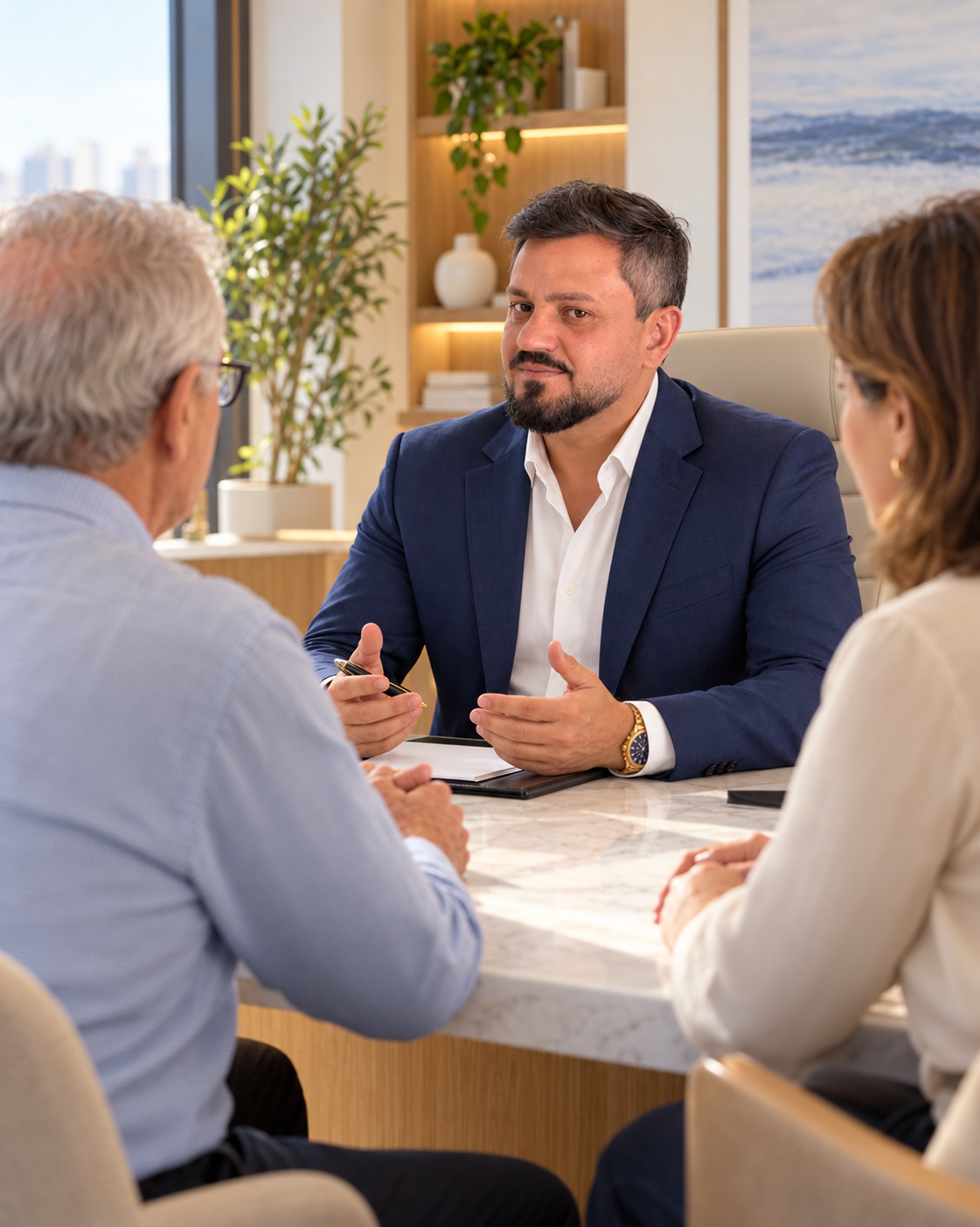 Dr. Diego conversando com adulto e familiar